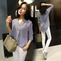 2015 mujeres de la blusa del otoño del resorte camisas sport gasa blusa ray completo de la manga Mujeres camiseta Blusas B11 CB033108 Azul profundo